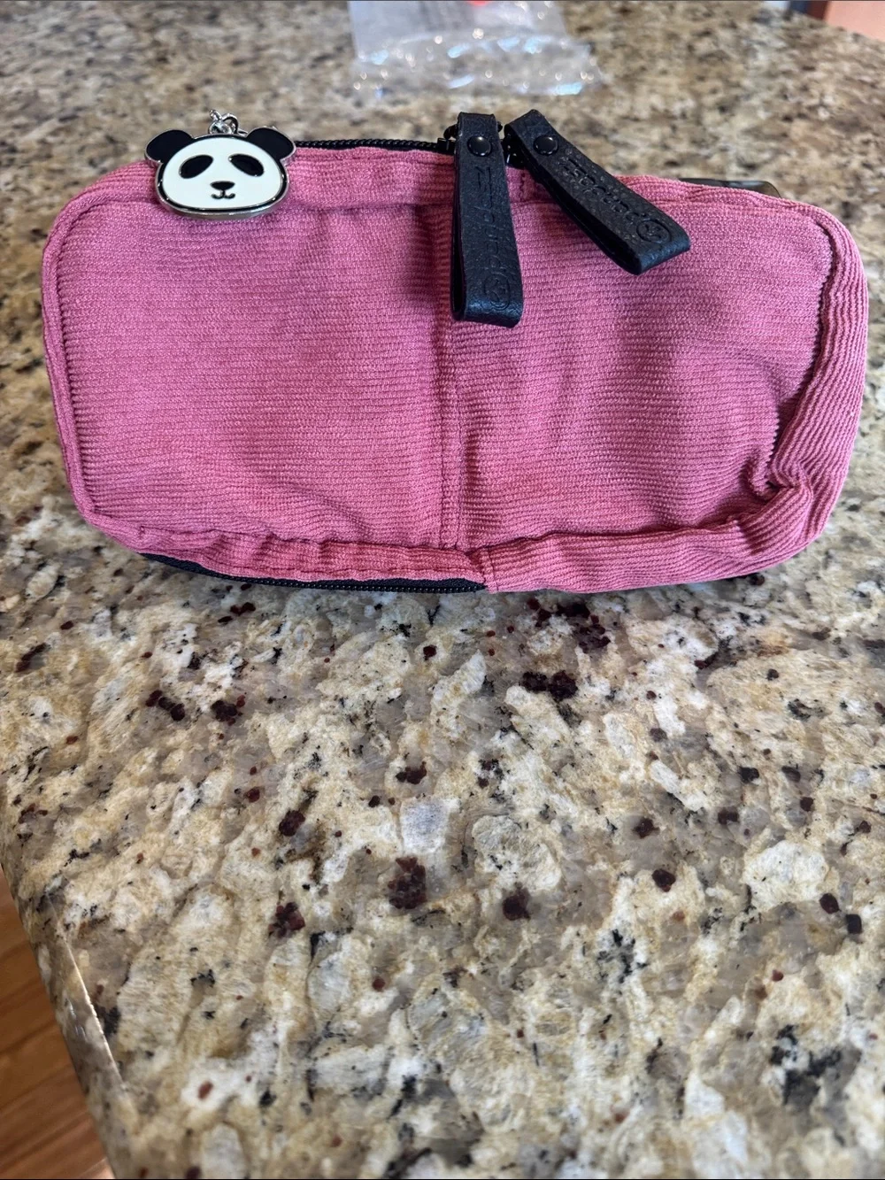 Pink Zip Pencil Pouch with Panda Charm